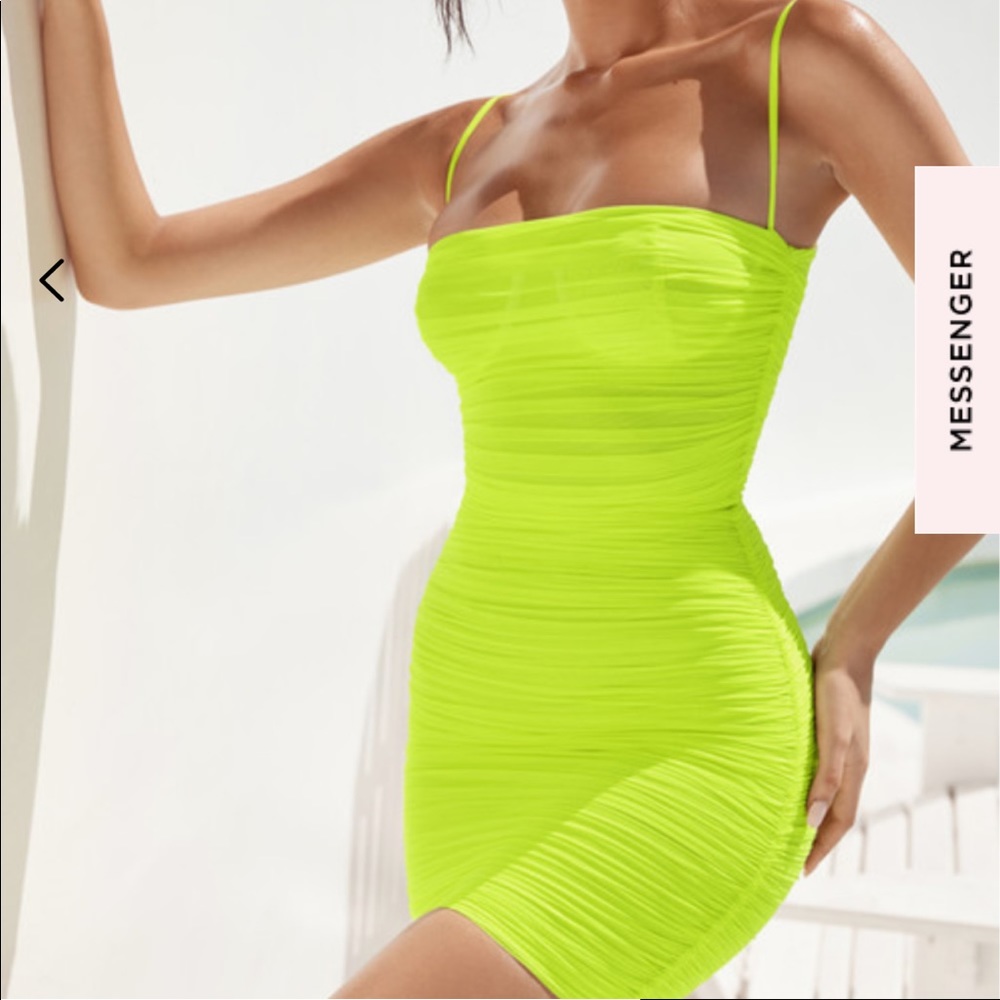 House of CB Ella Ruched Organza Mesh Mini Dress